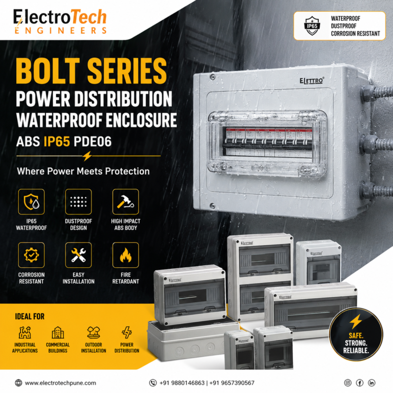 BOLT Series ABS IP65 Waterproof Power Distribution Enclosure by ElectroTech Engineers
